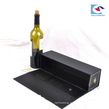 Qualidade superior personalizado dobrável caixas de embalagem de vinho tinto de papelão preto